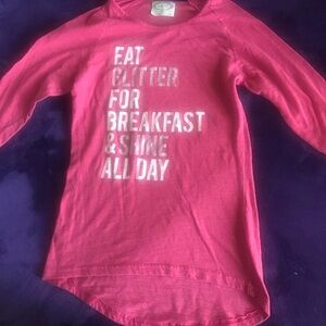 Mia Joy Girls Pink Graphic Long Sleeve Tee - Eat Glitter for Breakfast